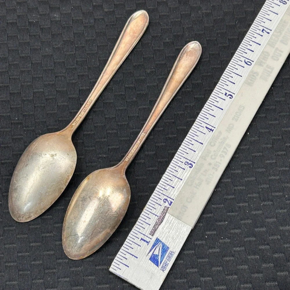 Melody Silver Plate Spoons‎ Set of 2 Vintage Rose Floral Pattern 6 Inch